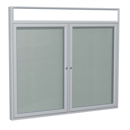 Ghent Enclosed Bulletin Board, 2 Door, Vinyl, Hdlnr Frame, 3 ft H x 4 ft W, Silver PAVX5-193